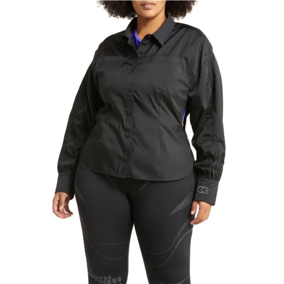 Reebok x Cardi B. Ruched-Sleeve Active Shirt in Black, Plus Size 2X New w/Tag - Picture 2 of 15